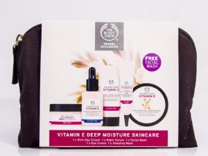 Body Shop Vitamin E Set :Serum in Oil + Moisturiser Intense + Eye Cr.+ Face Wash + Mask Moisture