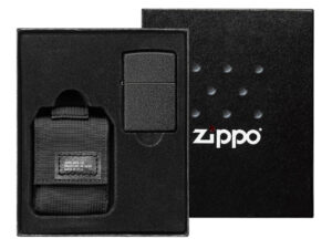 ZIPPO Black Crackle Set mit Nylon Pouch schwarz 60005678