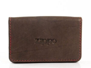 Zippo Visitenkarten-Tasche Leder Mocca/rote Steppnaht